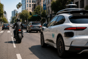 Vehículo autónomo cerca de motociclista en California